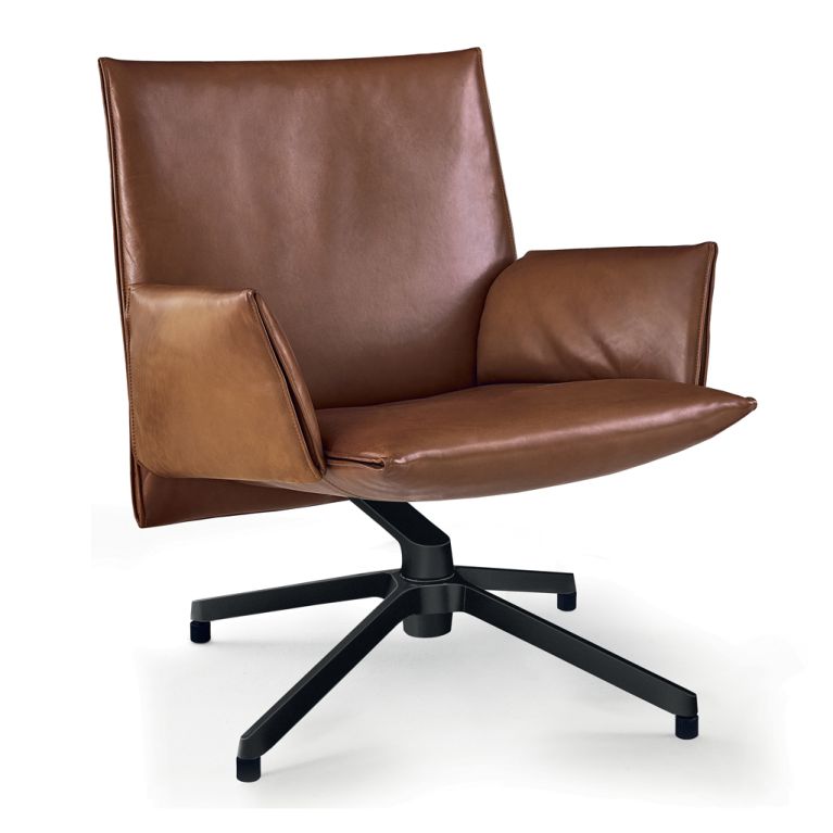 Pilot Chair Soft Low Back Upholstered, Venezia Top Grain Leather Sofa