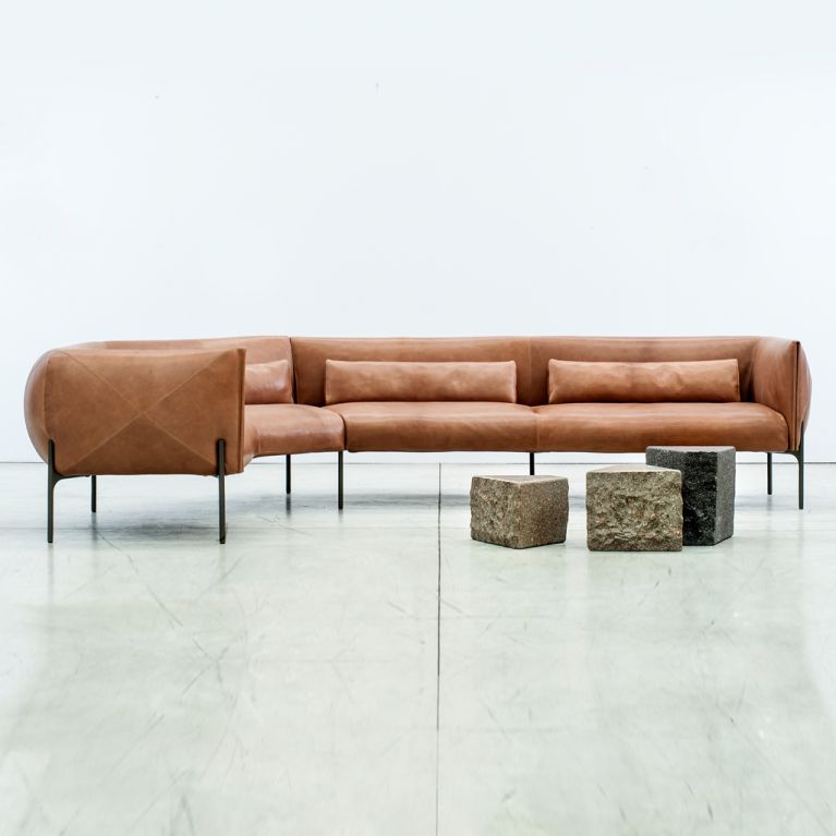 Otto Corner Sofa In Tan Leather By, Designer Leather Corner Sofa