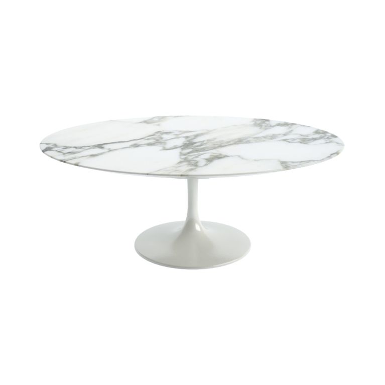Tulip Oval Coffee Table Arabescato Marble White Base 70cm By Knoll At The Conran Shop