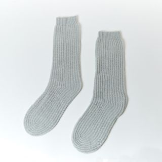Cashmere Luxe Ribbed Bed Socks in Pumice